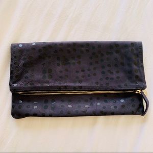 Clare Vivier fold over clutch navy dotted